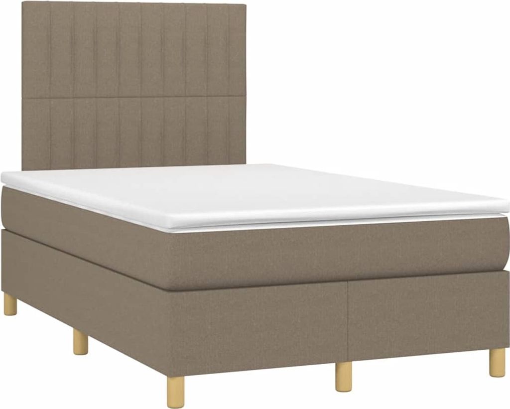 vidaXL Boxspringbett mit Matratze Taupe 120x190 cm Stoff
