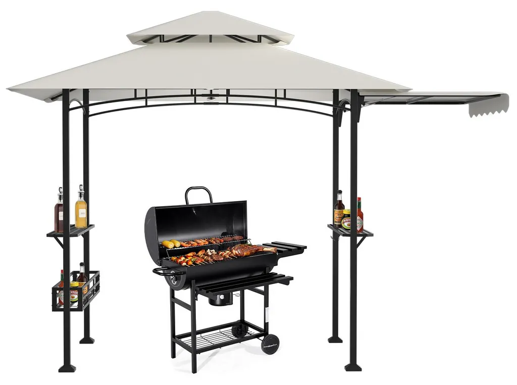 Tonnelle de barbecue double toit Izrielar avec décapsuleur et crochets 250cm - 10
