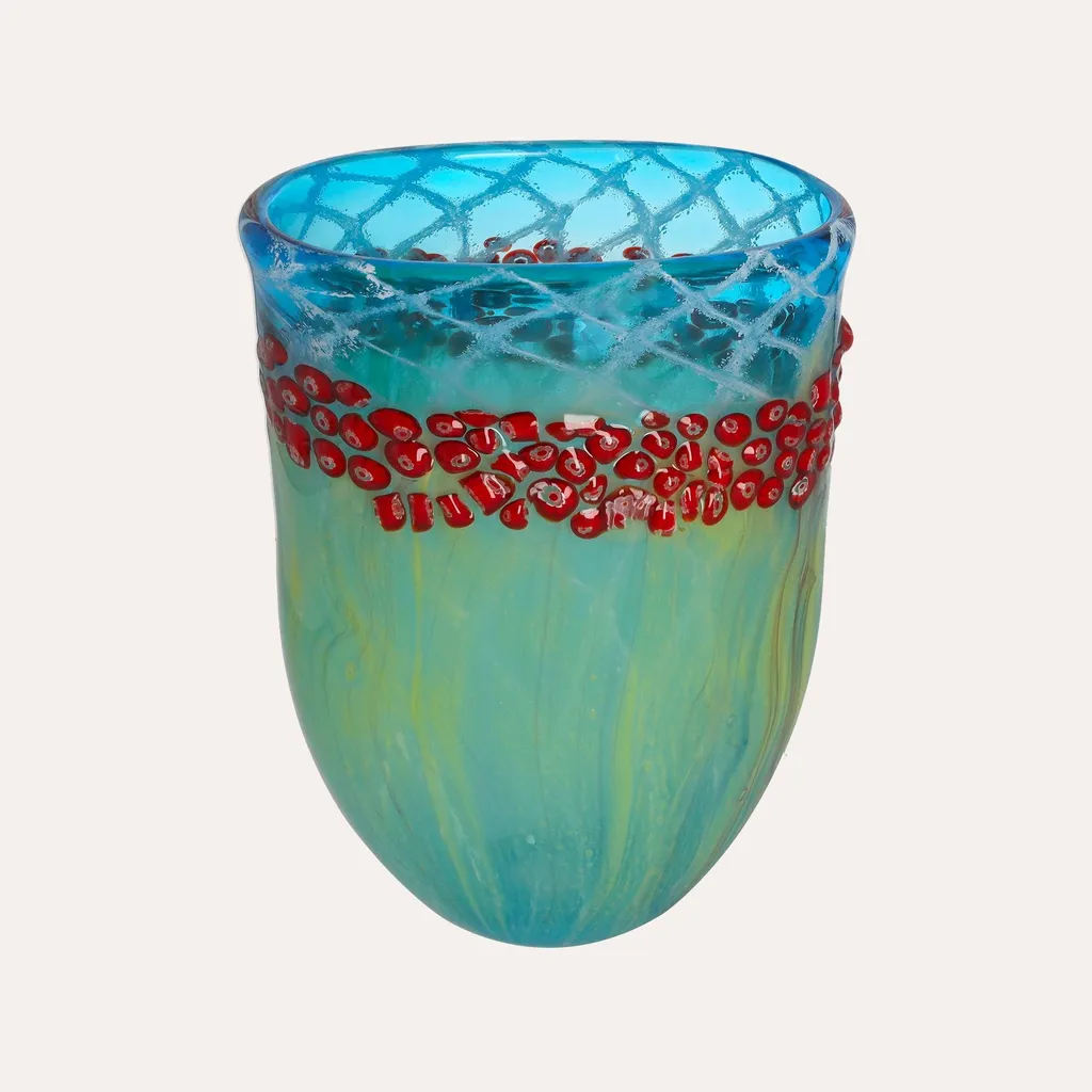 KEYHOMESTORE - Vase décoratif ovale en verre bleu clair - Format 34x20cm