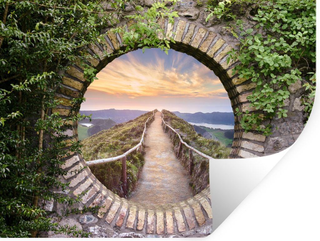 MuchoWow Wandtattoo Wandsticker Wandaufkleber Brücke - Meer - Blick - Sommer 40x30 cm Selbstklebend und Repositionierbar - Faltenfrei