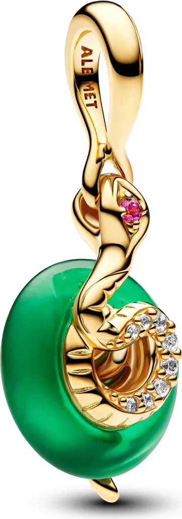 Charm Serpent Vert 763617C01 Pandora Moments aux détails dorés et brillants