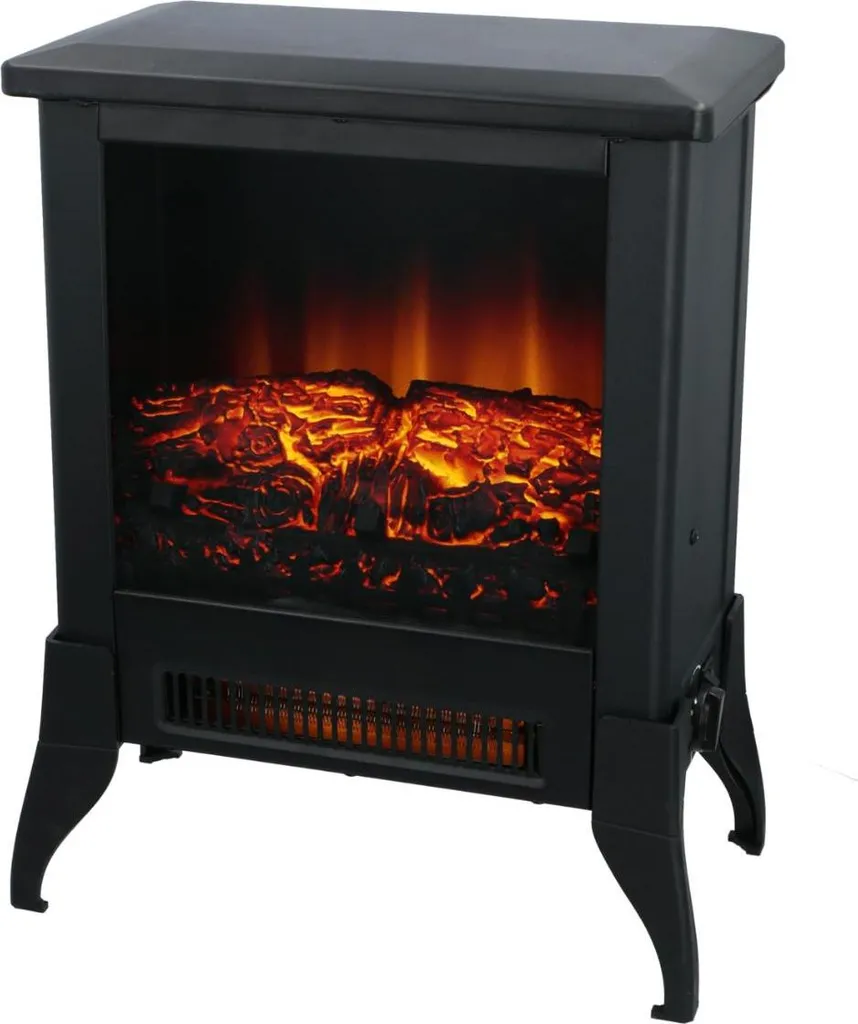 Poêle Électrique Puissant 2000W Effet Flamme Réaliste Modèle Verona Noir