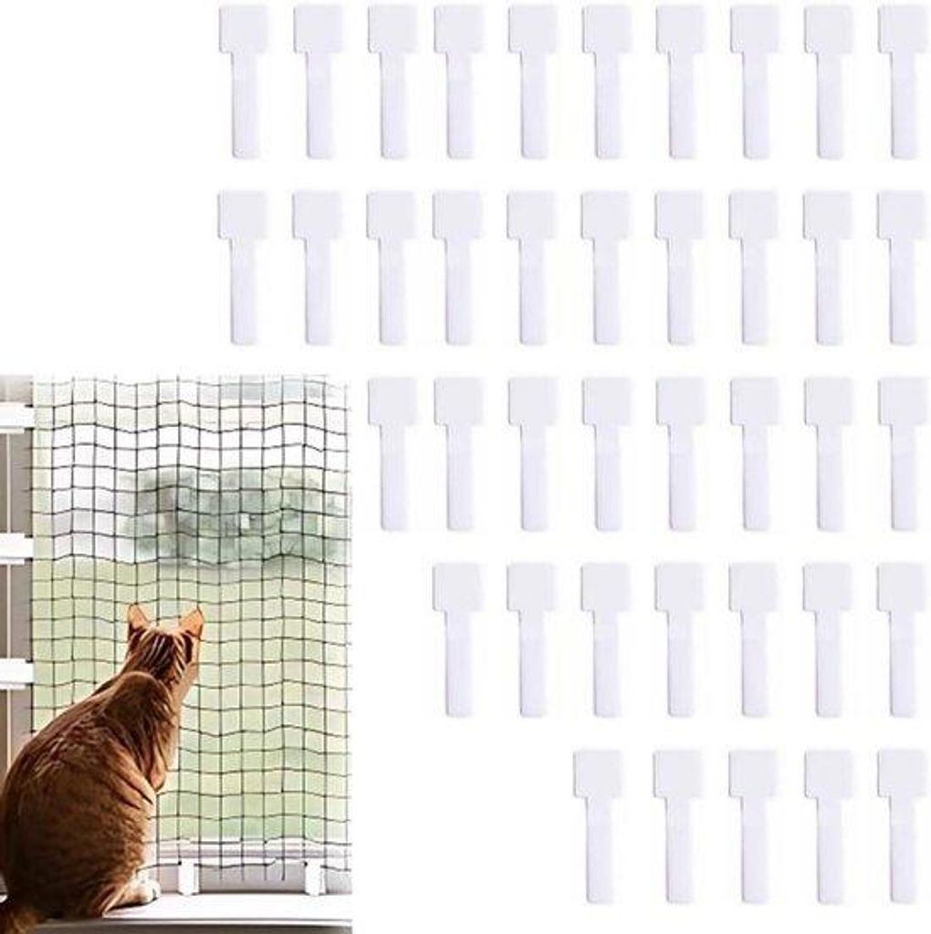 Kleefhaken für Katzenbeschermungsnetz außen - 40 Stück - Produktbild 