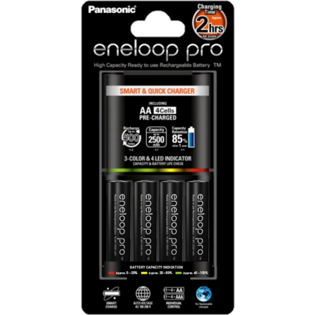 Chargeur intelligent Panasonic eneloop pro 2500 mAh haute capacité AA
