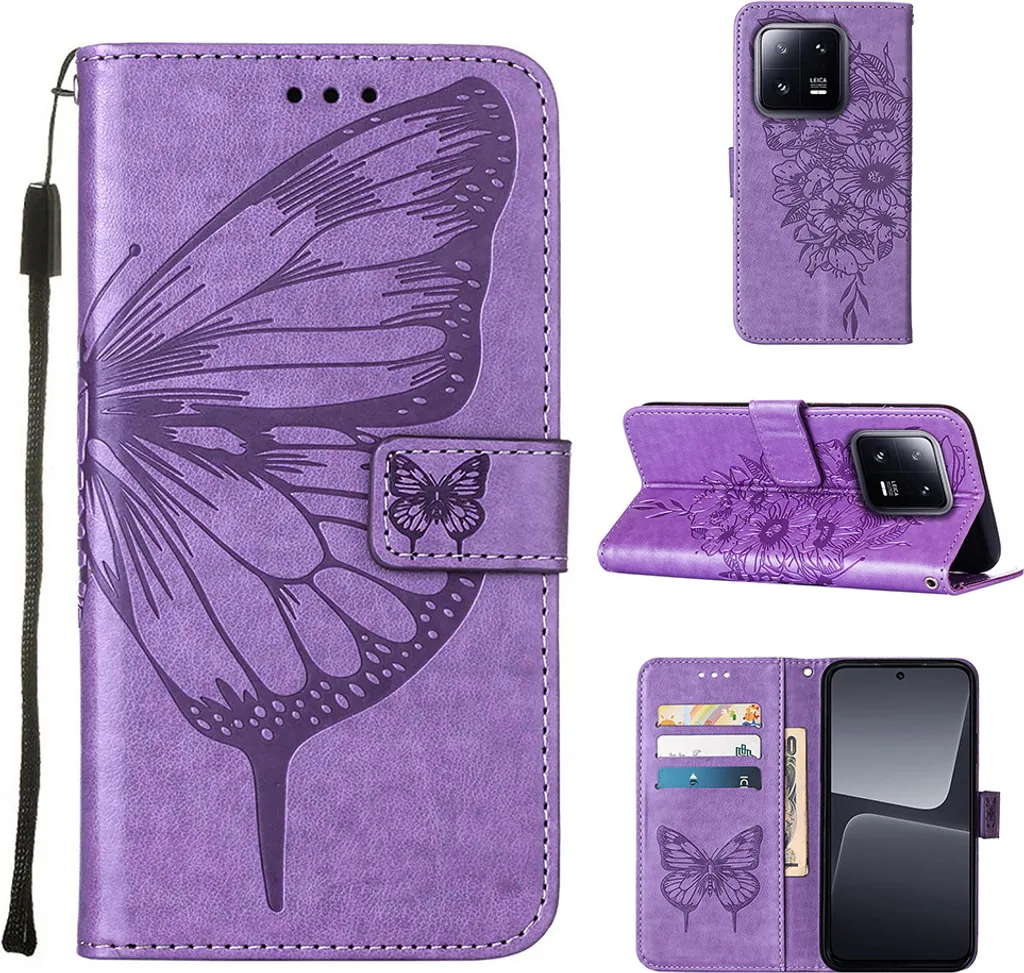 Regalo Ideale: Custodia Xiaomi 13 Pro Farfalla Viola con Supporto