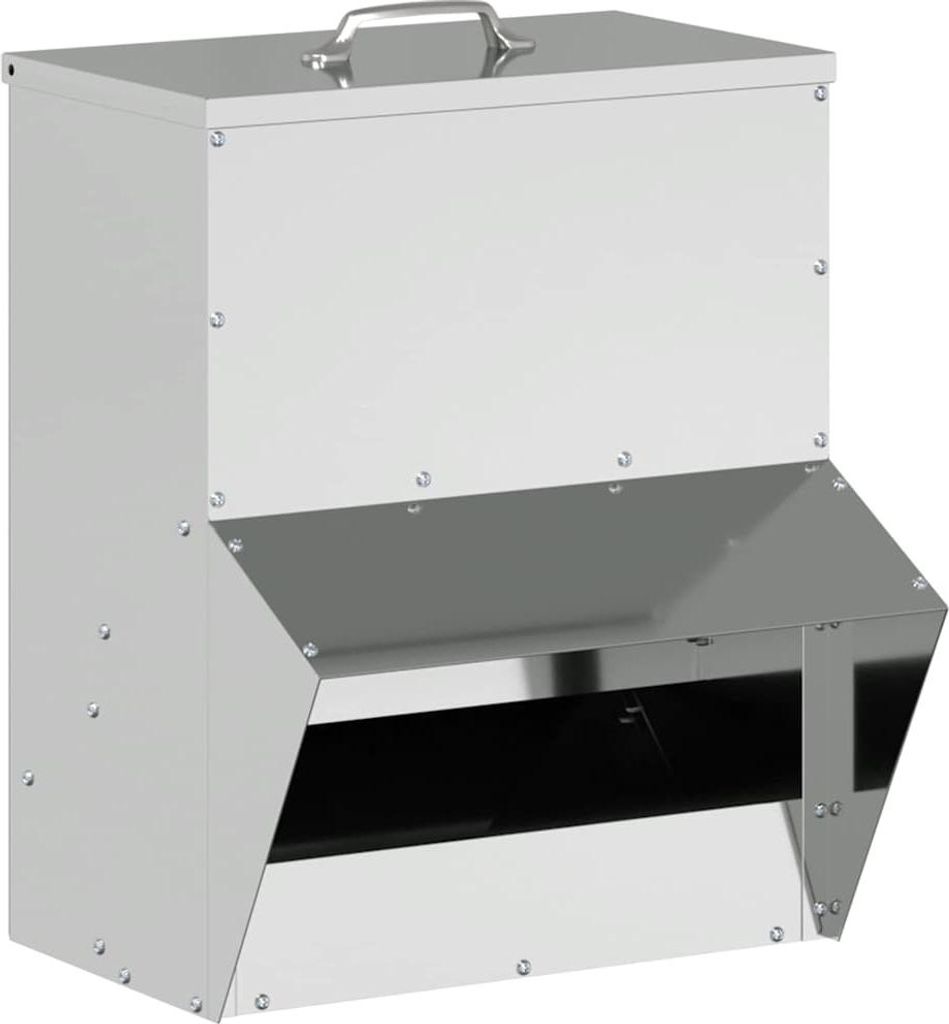 vidaXL Hühnerfütterer Silber 35 x 30,5 x 43,5 cm Verzinkter Stahl