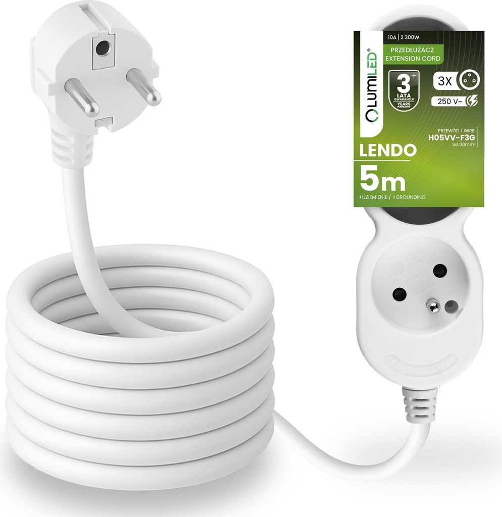 LUMILED Steckdosenleiste 3-Fach Steckdose Typ E, 5m Kabel Produktbild 