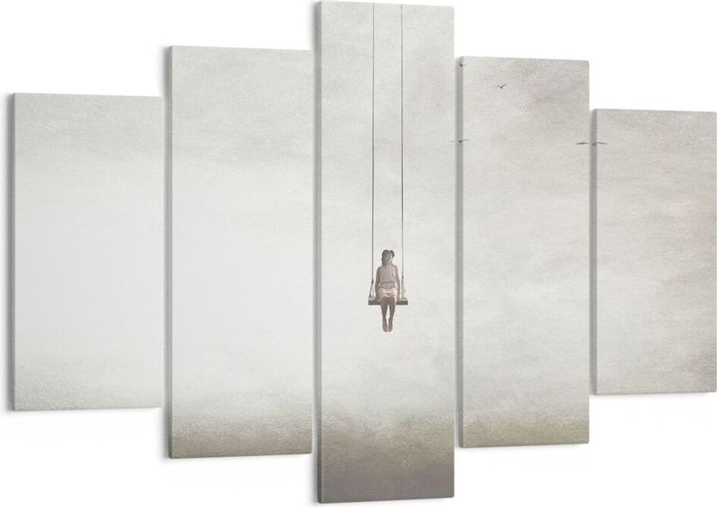 Bild auf Leinwand - Leinwandbild - 5 Teile - Schwingen rein Wolken - 150x100cm - Wand Bild - Wanddeko - Wandbilder - Leinwanddruck - Bilder - Wandd...