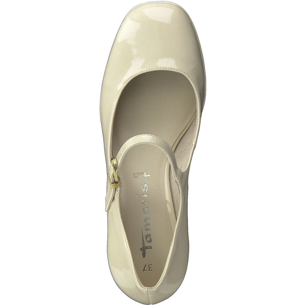 Tamaris Damen Riemchen Pumps rund Blockabsatz Plateau 1-24405-29, Größe:39 EU, Farbe:Beige