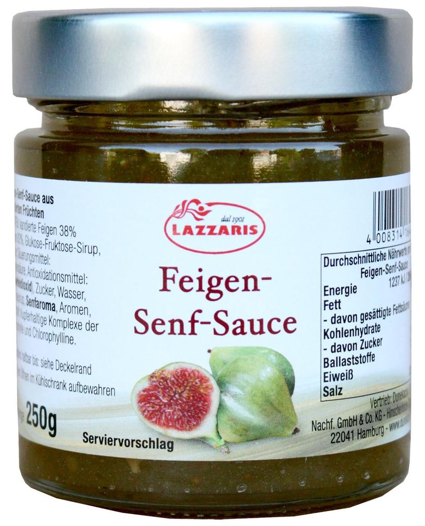 Lazzaris Feigen Senf Sauce harmonisch süß würzig fein Produktbild 