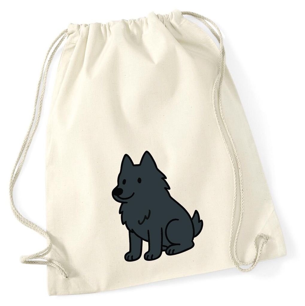 Huuraa Turnbeutel Schipperke Comic Schippi 12 Liter Natural Baumwolle Rucksack Geschenkidee