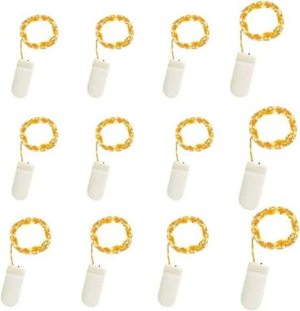 LED Lichterkette mit Batterie 12 Stück 1M 10 LED, Wasserdichte Led Lichterkette für Mini Fläschen zur Party, Hochzeits Deko,Weihnachten, Halloweent
