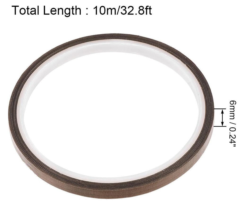 Glasfaser PTFE Klebeband 6mm x 10m (Breite*L?nge) PTFE Dichtungsband Selbstklebend PTFE Gewindedichtband Hitzebest?ndig Braun PTFE Band fš¹r Vaku...