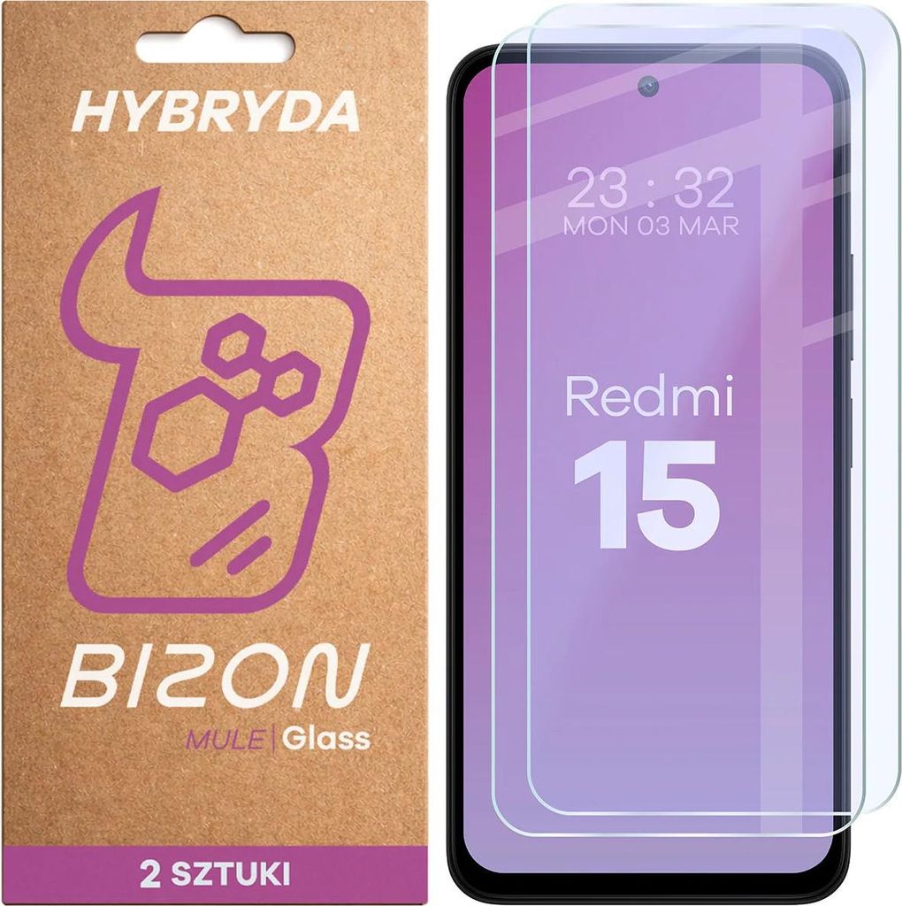 Flexibles Hybridglas für Xiaomi Redmi 15 5G, Bizon Glass Mule Duo, 2 Stück