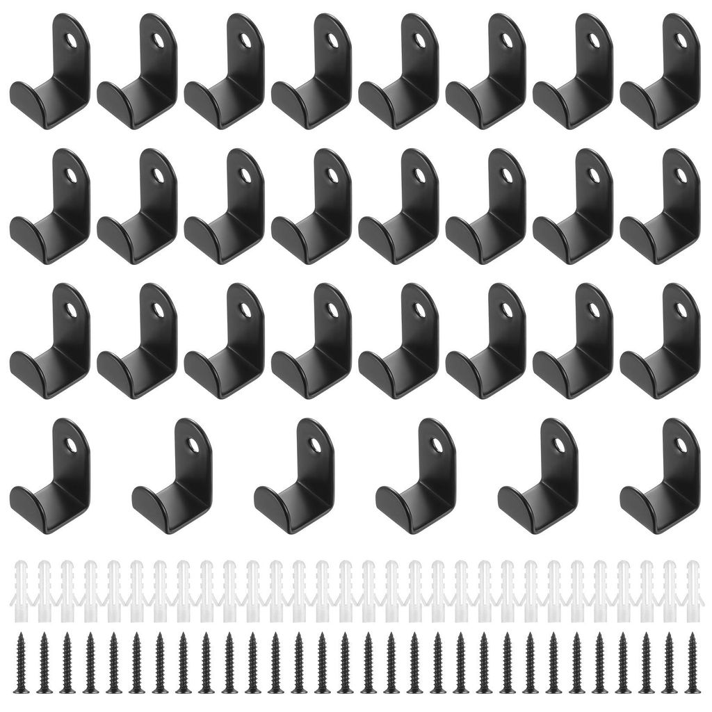 Set mit 30 schwarzen Metall-Wandhaken zum Anschrauben, geeignet für Schlafzimmer, Badezimmer, Wohnzimmer, Küchen und Garagen. Ideal für Kleidung...