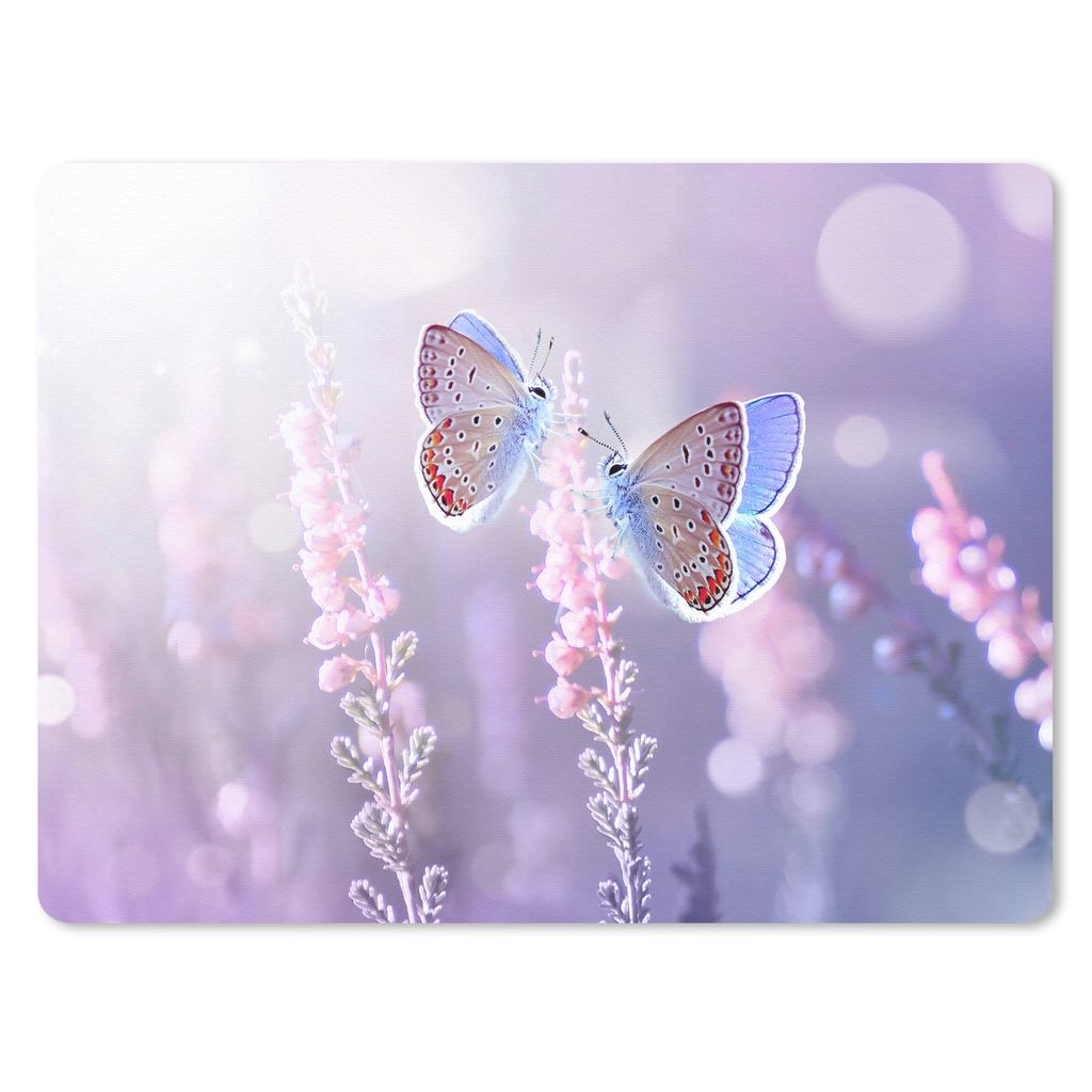 MuchoWow Mauspad Mousepad Schmetterling - Lavendel - Blumen - Lila 23x19 cm - Mousepads - Maus Mat - Pad - Mausunterlage - Schreibtischunterlage ...