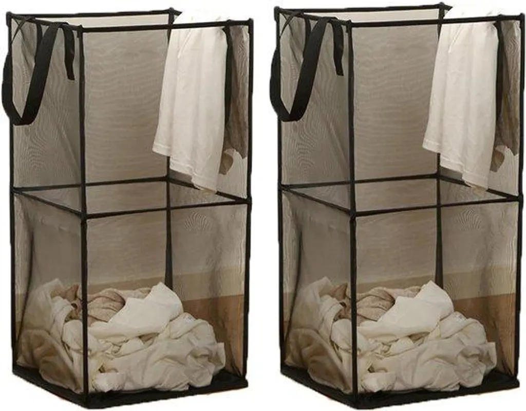 Bac à linge double compartiment pliable à ouverture rapide en filet