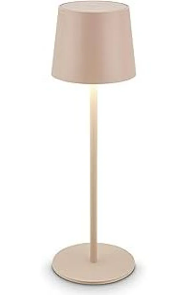 BRILONER - Lampada da tavolo LED senza fili IP44 con touch, dimmerabile, batteria e sorgente luminosa sostituibili, lampada da comodino, lampada da lettura, lampada LED, lampada da campeggio, lampada da tavolo, lampada a batteria, per esterni, 11x34,5 cm, beige - 1