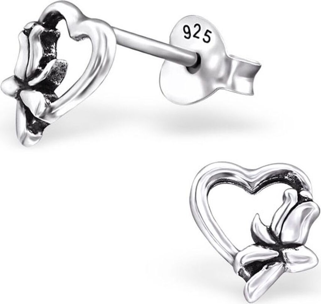 Ohrstecker Blume & Herz aus 925 Silber Damen