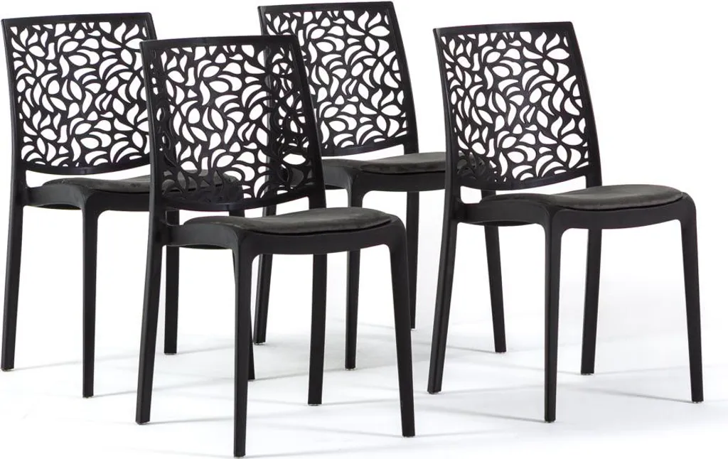 Chaise de Cuisine Grise avec Assise Rembourrée Velours - Set de 4