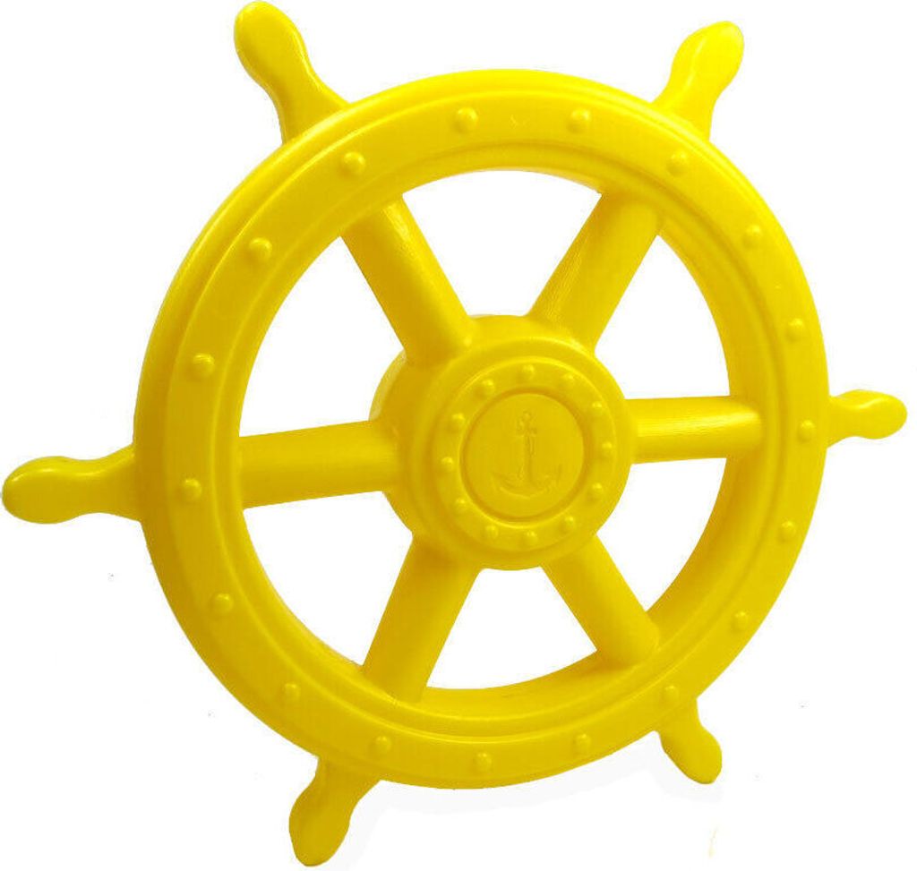 Steuerrad XXL Ø 54 cm für Schiff für Kinder mit Drehgeräusch Zubehör für Spielturm : Gelb Farbe: Gelb