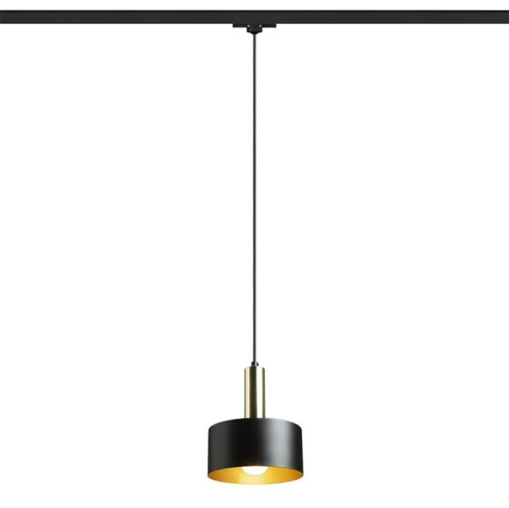 Spot E27 Orientable pour Rail Triphasé Finition Laiton Noir 40W