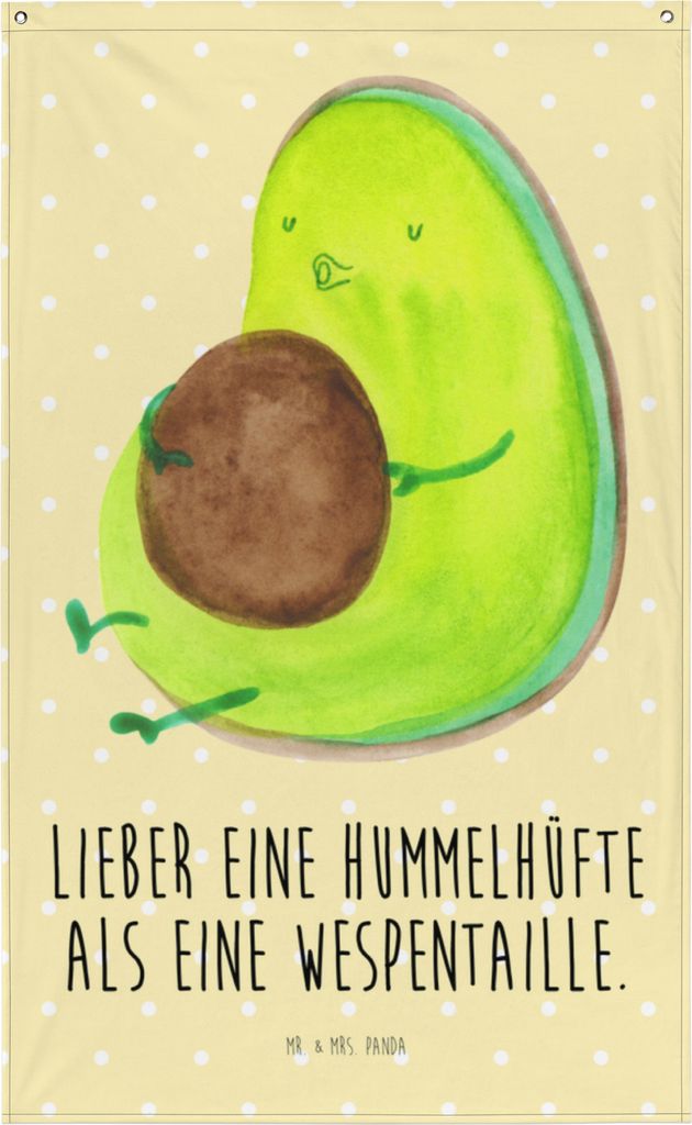 Mr. & Mrs. Panda Wandteppich Avocado Pfeifen - Gelb Pastell - Geschenk, Wandbild, Boho, Diät, Abnehmen, Schwanger, Gobelin, Wandbehang, Stoffbild