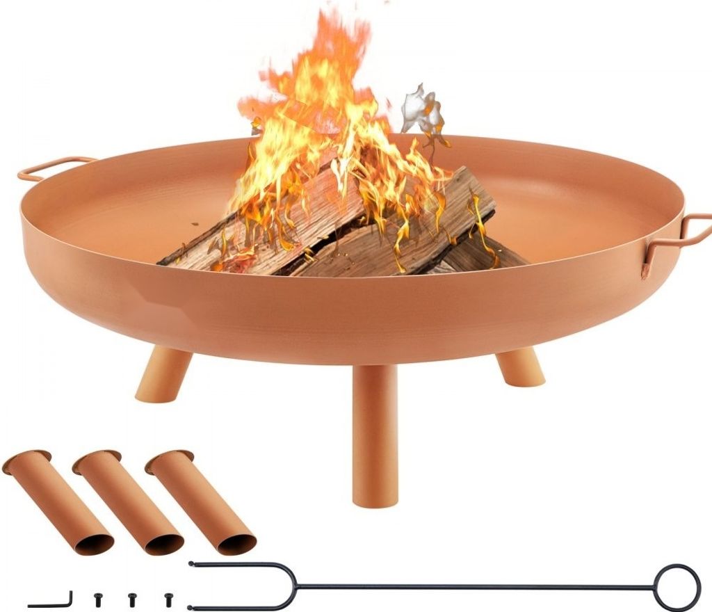 Feuerschale 77cm Durchmesser, 15cm Tiefe - Feuerkorb 28cm Höhe Kohlenstoffstahl - Gartenfeuer Feuerkorb Feuerstelle mit Stützbeinen - BBQ, Heizun...