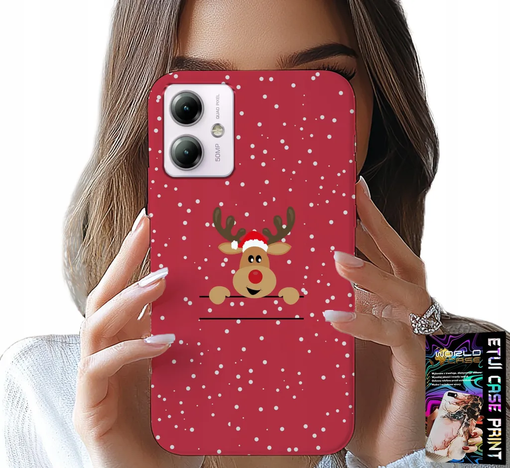 Idea Regalo Natale: Cover Motorola G54 5G Renna + Screen Protector