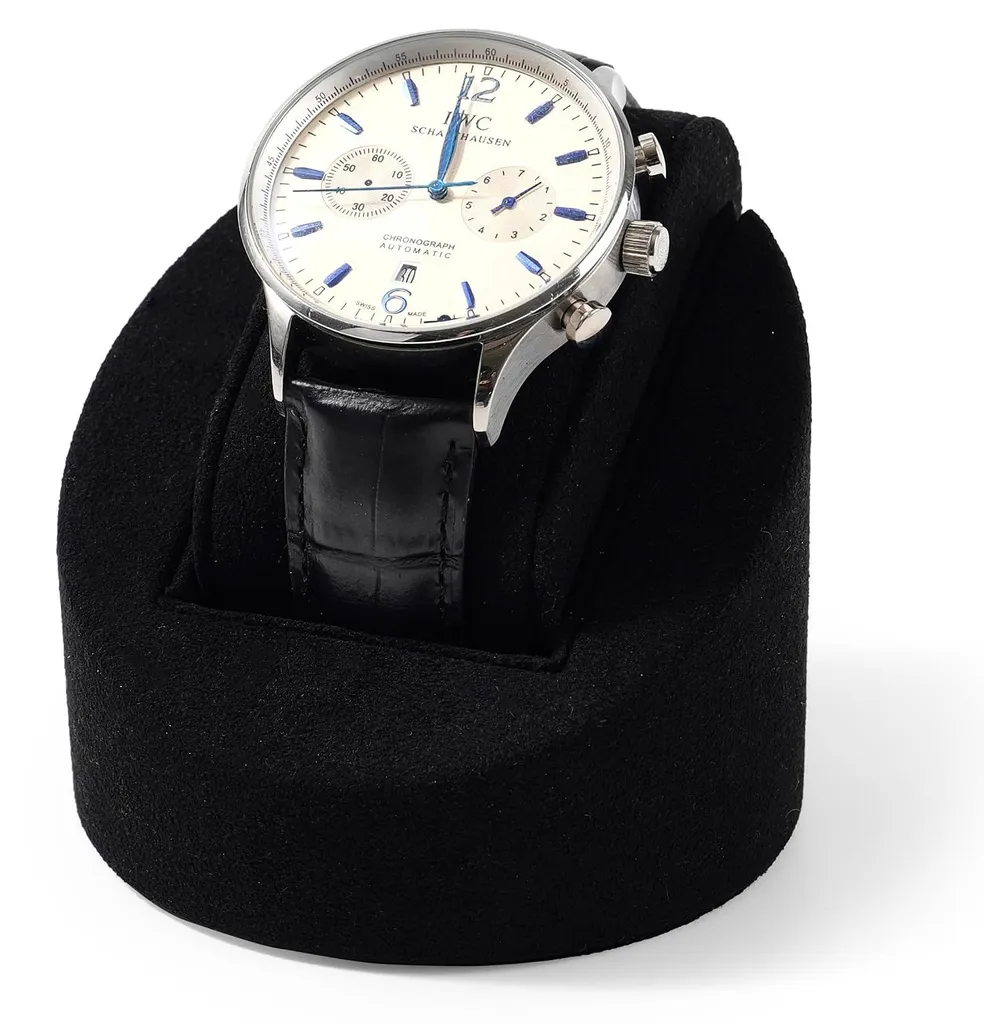 Porte-montre cylindrique noir élégant et son coussin amovible protecteur