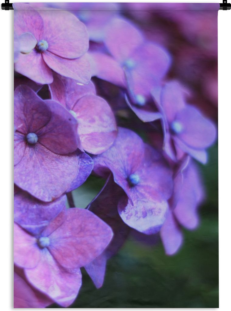 MuchoWow Wandteppich Wandbehang Blumen - Lila - Hortensie - Natur - Blütenblätter 120x180 cm Tapisserie Dekoration Wandtuch - Schlafzimmer - De...
