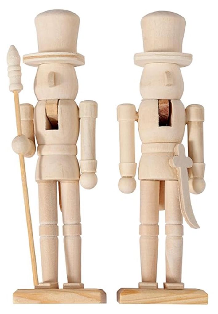 18 cm große, unbemalte Weihnachtsfigur aus Holz: Nussknacker zum Selbermachen – Soldatenfigur, unbemalt, ideal für Feste, Feiertage und Partys.