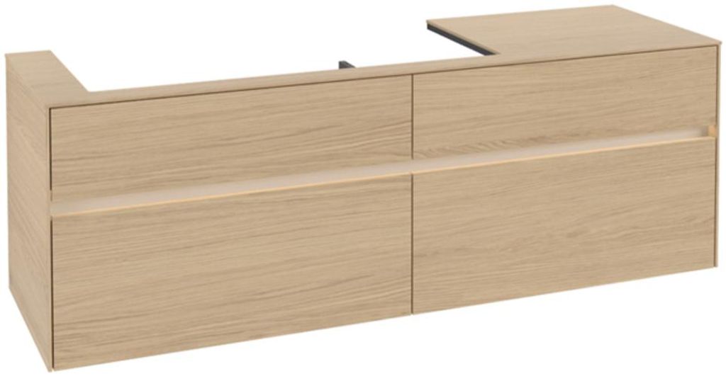 Villeroy & Boch Collaro Waschbeckenunterschrank, 4 Auszüge, Waschbecken links, Wandmontage, mit integrierter Beleuchtung, 1600x548x500mm, C029B0VJ