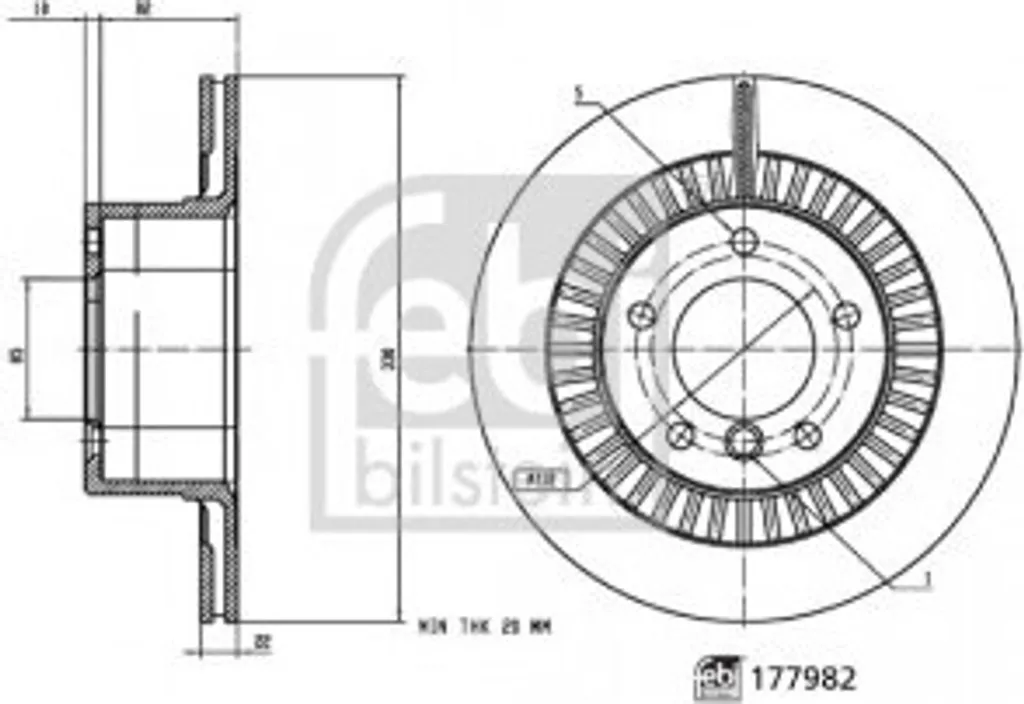 Disque de frein arrière plein pour Mercedes Classe G W463 FEBI 177982