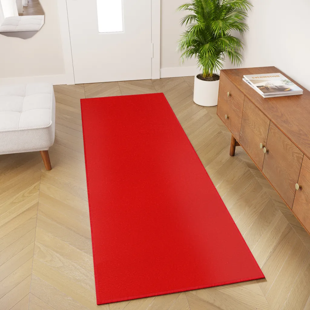 Tapis de sol rouge pour couloir et cuisine 70x400 cm intérieur extérieur