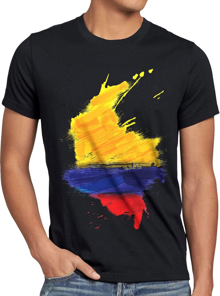 BaumwolleCloud Flagge Kolumbien Herren T-Shirt Fußball Sport Colombia WM EM Fahne