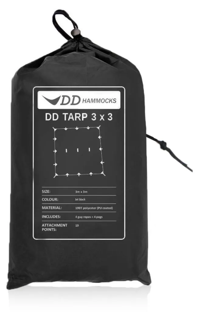 Restez au sec en Bivouac avec la Bâche DD Tarp 3x3 Noir Anti-Pluie