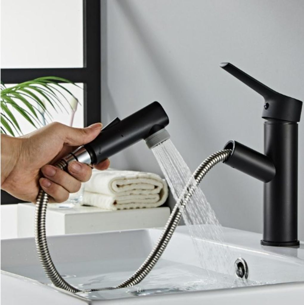 Wasserhahn Bad Waschtischarmatur Waschbecken - schwarz Produktbild 