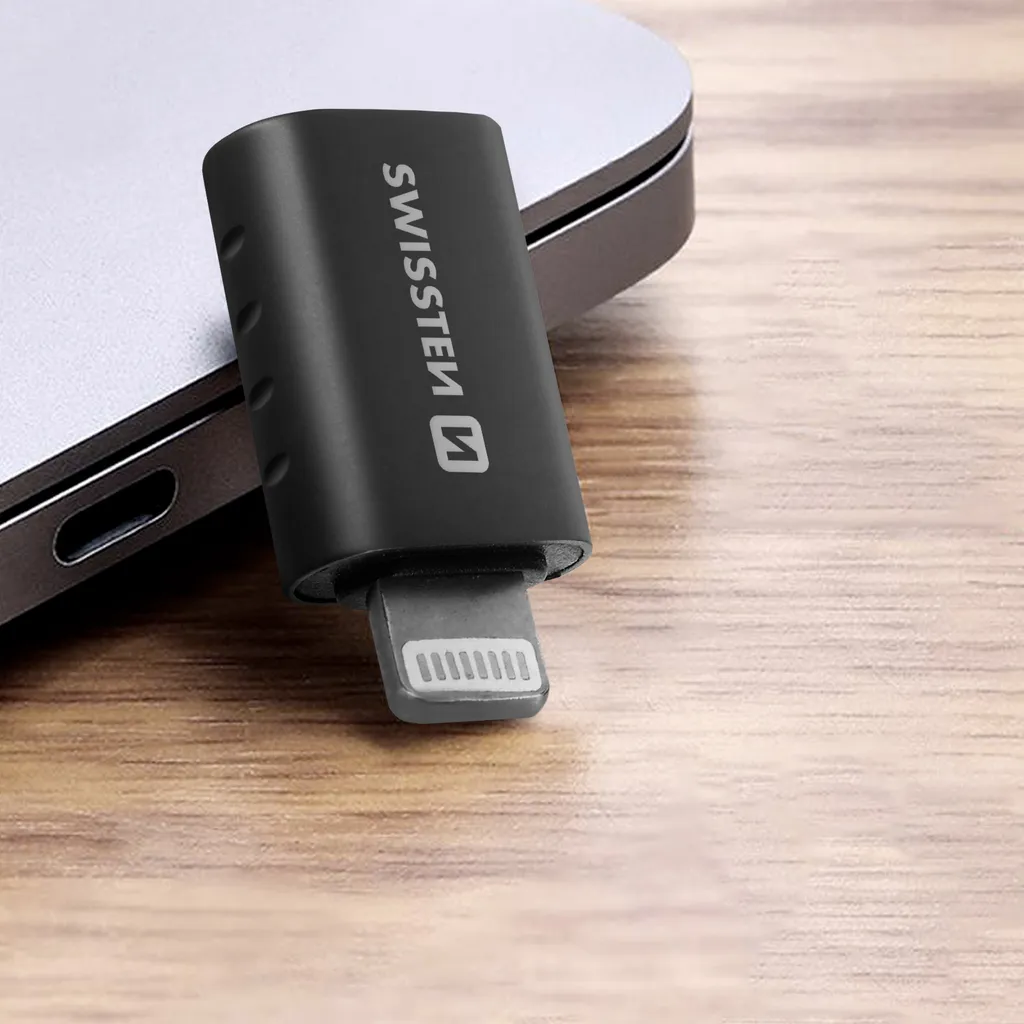Adattatore Lightning / USB OTG per trasferimento dati e ricarica, Swissten - Nero - 5
