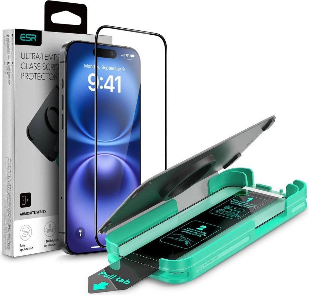 ESR Armorite tvrdené sklo pre iPhone 16 Plus – čierne Obrázok produktu 