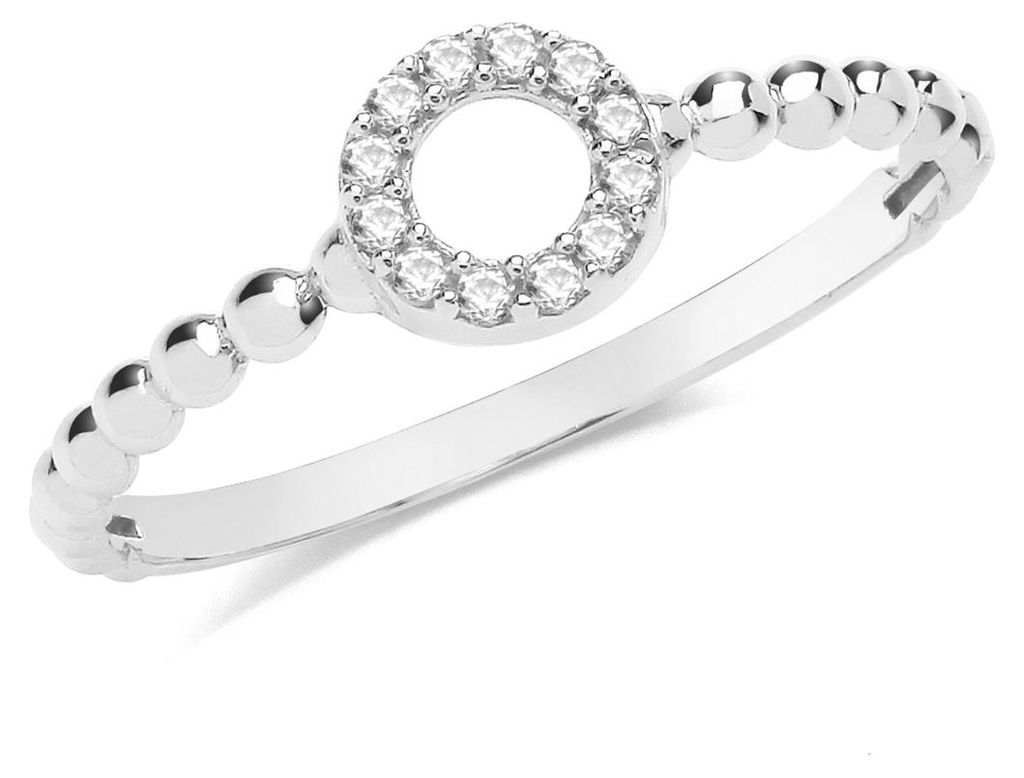 Schöner 9 Karat (375) Weißgold Damen - Ring mit Zirkonia, 53 (16.9); TRS361089KWRSM
