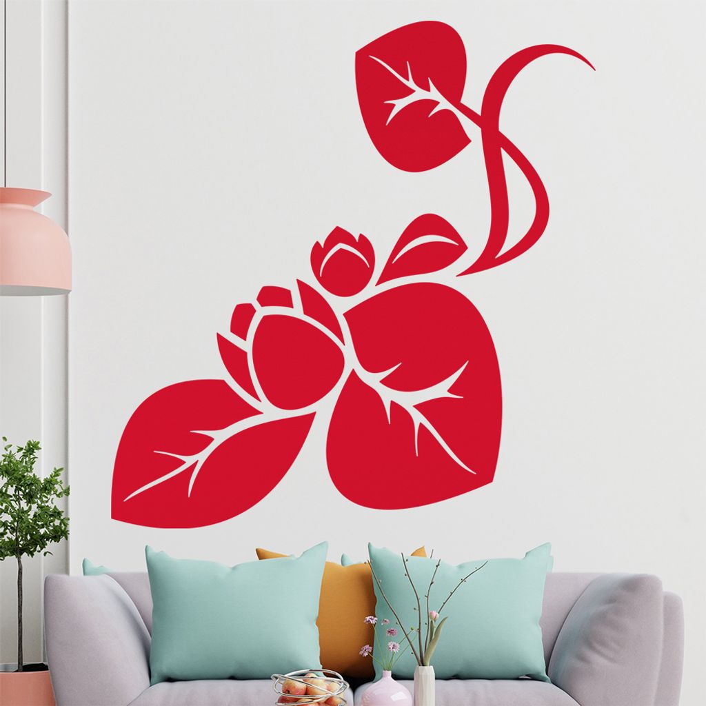 Blume - Linien Wandtattoo in 6 Größen - Wandaufkleber Wall Sticker - Dekoration, Küche, Wohnzimmer, Schlafzimmer, Badezimmer