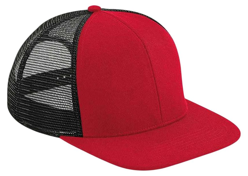 Beechfield - "Original" Trucker Cap Flacher Schirm FK2577 (Einheitsgröße) (Rot/Schwarz)