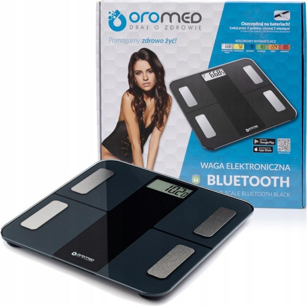 Oromed ORO-SCALE BLUETOOTH BLACK Elektronische Personenwaage Quadratisch Schwarz