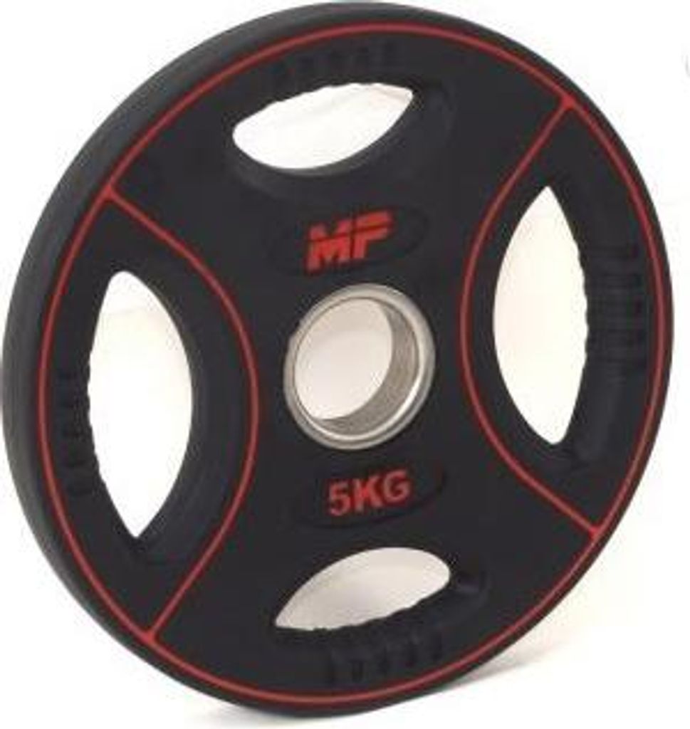 Muscle Power Polyurethan4-Grip Halterscheibe 5 kg Rot 50 mm