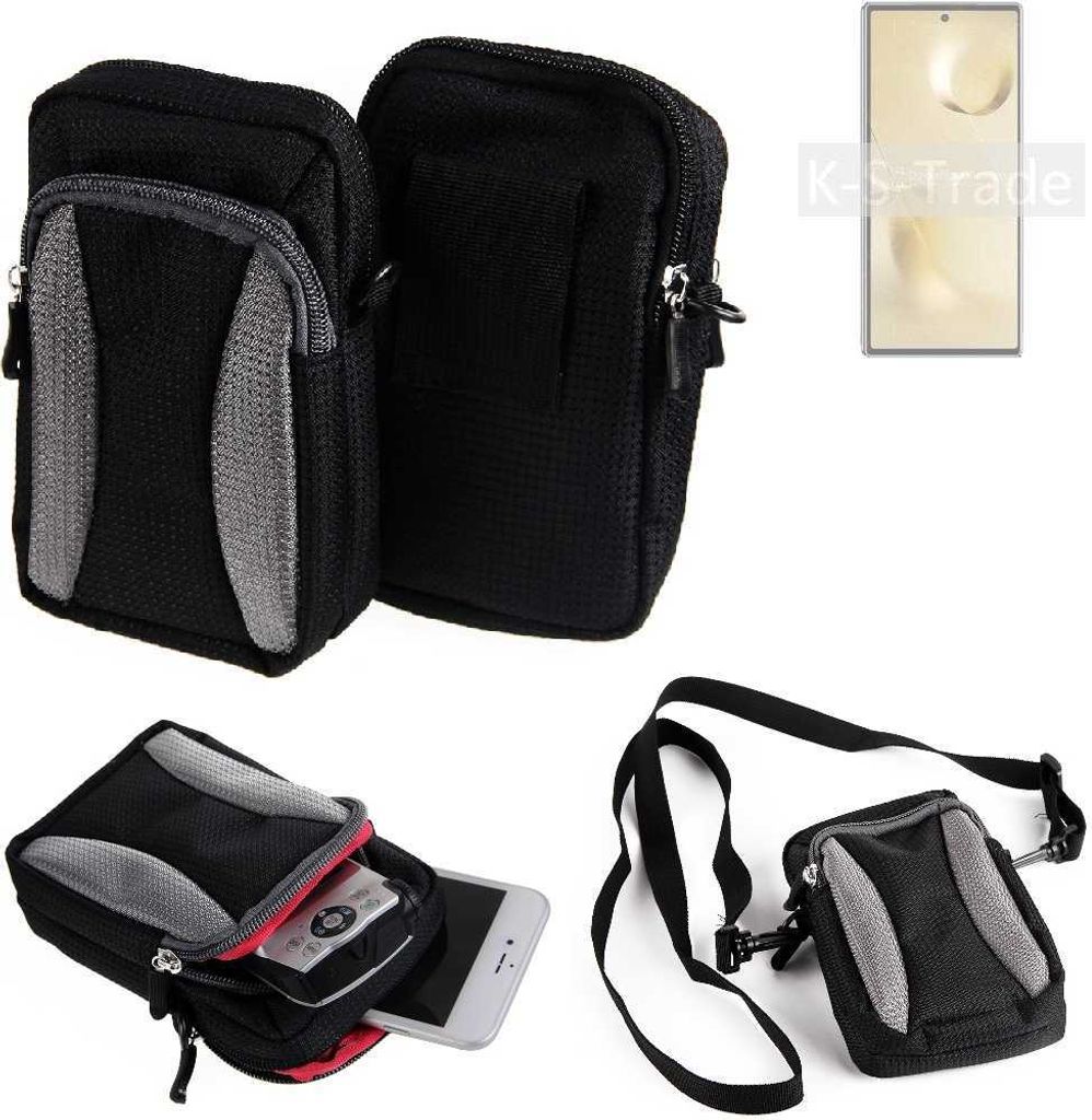 K-S-Trade Holster Schutz Hülle kompatibel mit Xiaomi Mi MIX Fold 2 Handy Hülle Gürteltasche Umhängetasche mit Zusatzfach schwarz
