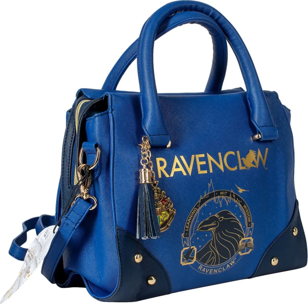 Sac Ravenclaw Harry Potter en cuir bleu avec blason en métal argenté