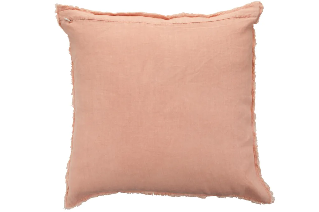 J-Line Coussin Stonewashed en Lin Abricot 45x45x2cm Décoration Intérieure