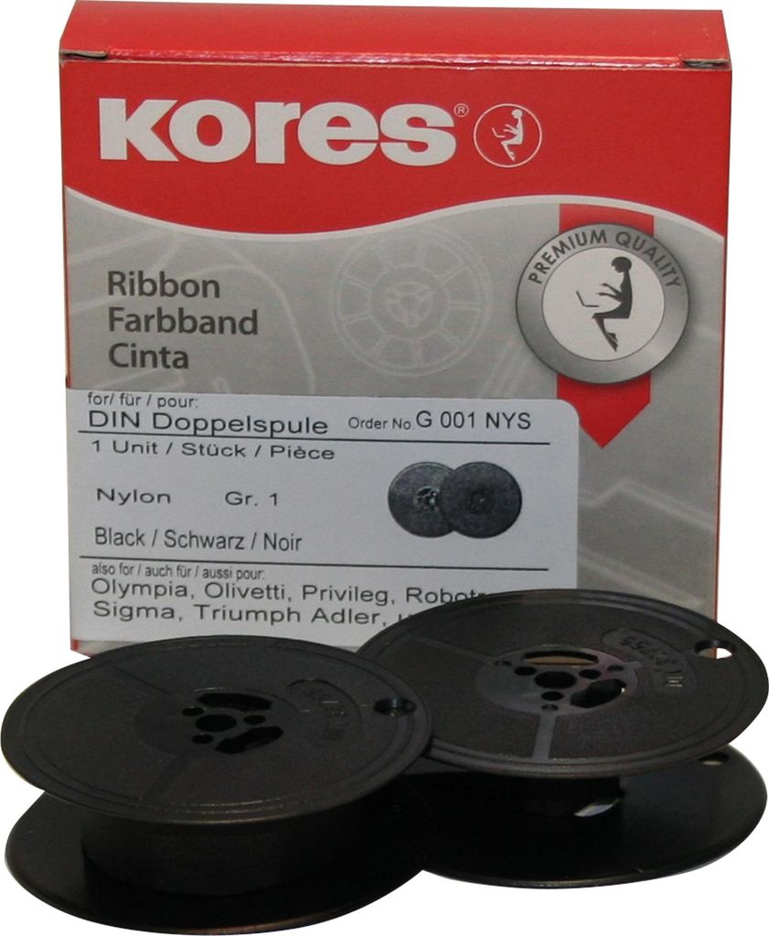 Kores G001NYS Farbband, Gruppe 1, DIN DS, Nylon, schwarz Image du produit 