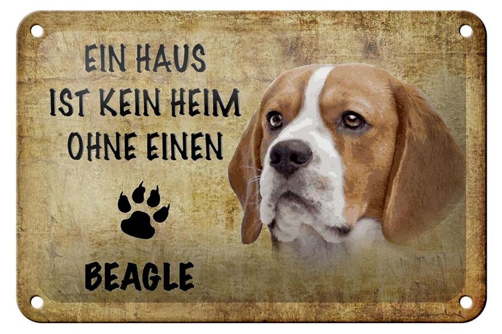 Blechschild Spruch 18x12cm Beagle Hund ohne kein Heim